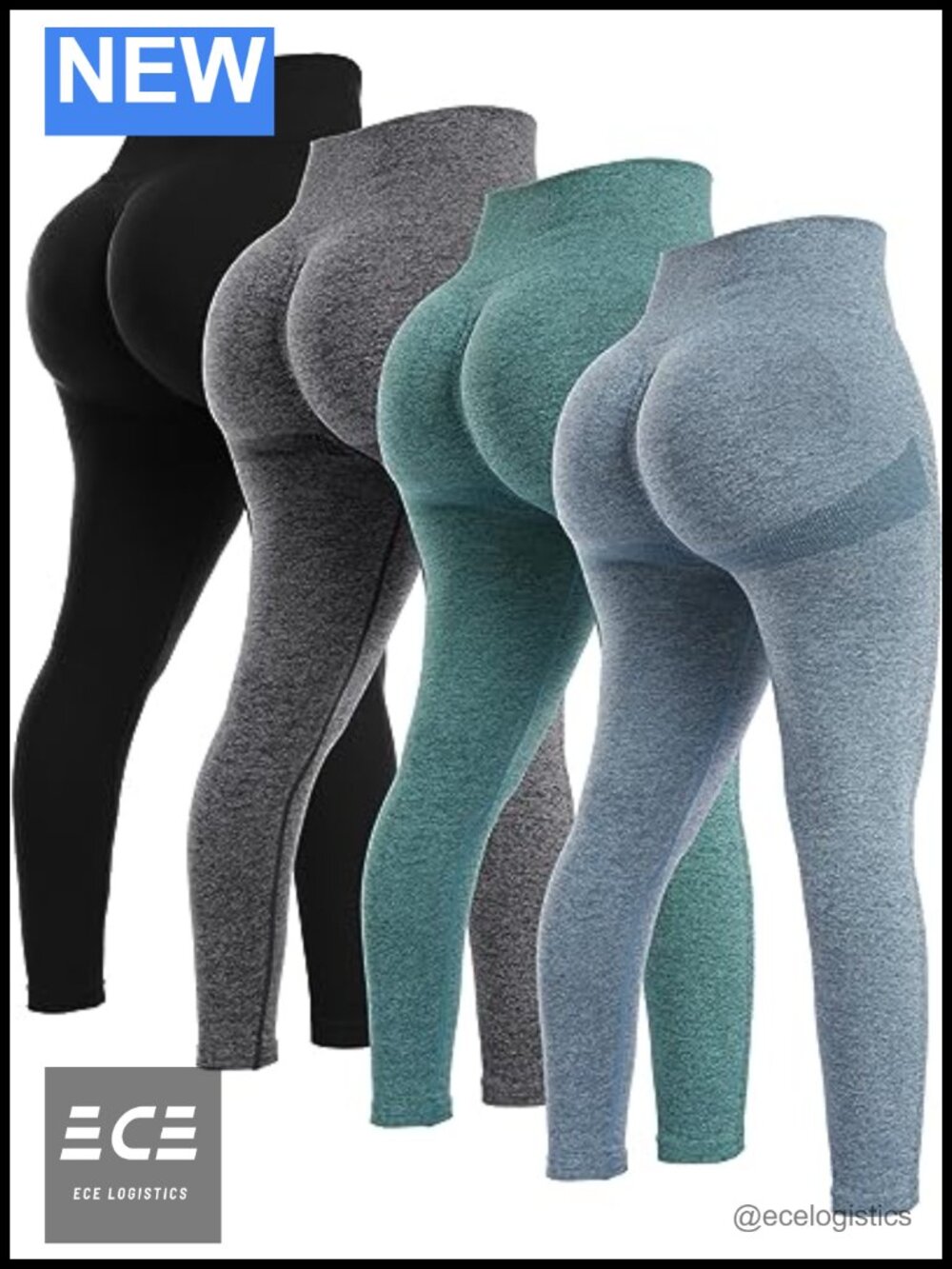 Butt Lifting Seamless Workout Leggings 4 Pack High Waist Scrunch Gym Set